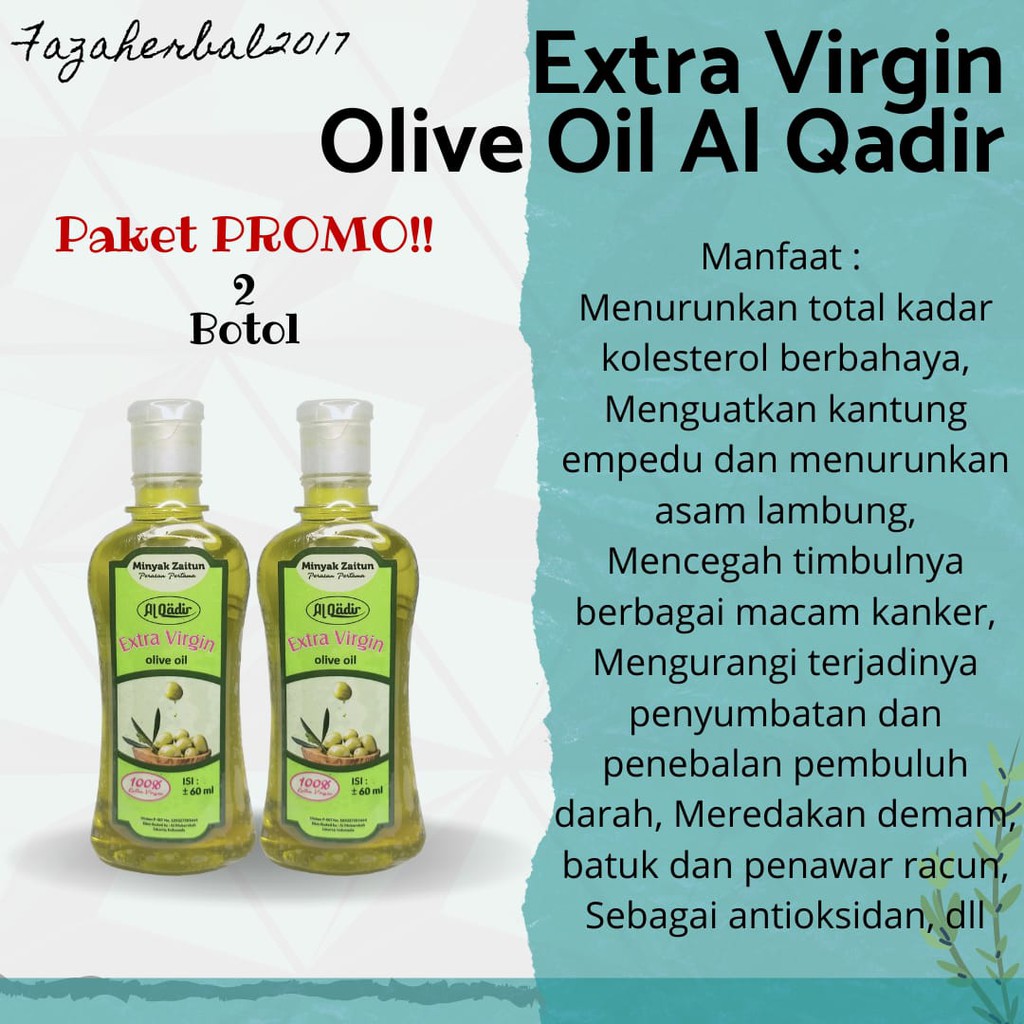 HARGA PROMO 2 Minyak Zaitun 60 ml Extra Virgin Olive Oil Al Qadir