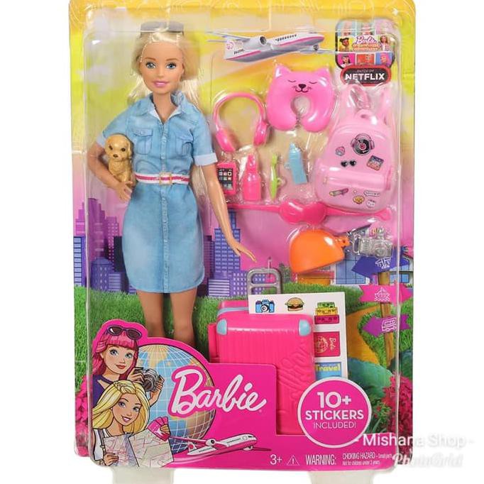 mattel barbie travel doll and accessories