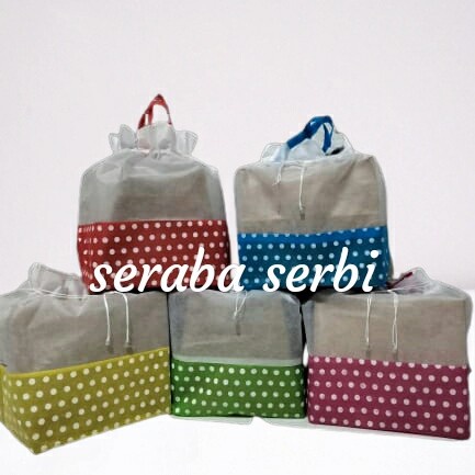 

NEW tas serut hajatan polkadot kotak nasi 22 x 22 goodiebag tahlilan - Kuning
