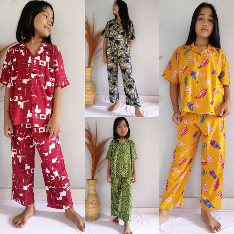 Set Pajamas Rayon Anak (4-11 th) / BALI SET / PIYAMA SET / RAYON SET / SET ANAK / PAJAMAS RAYON