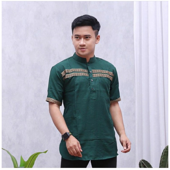 Koko kekinian/modern/kurta FF/kokomdewasa/lengan pendek/kombinasi Bordir FF/bahan toyobo/ukuran M - XXL