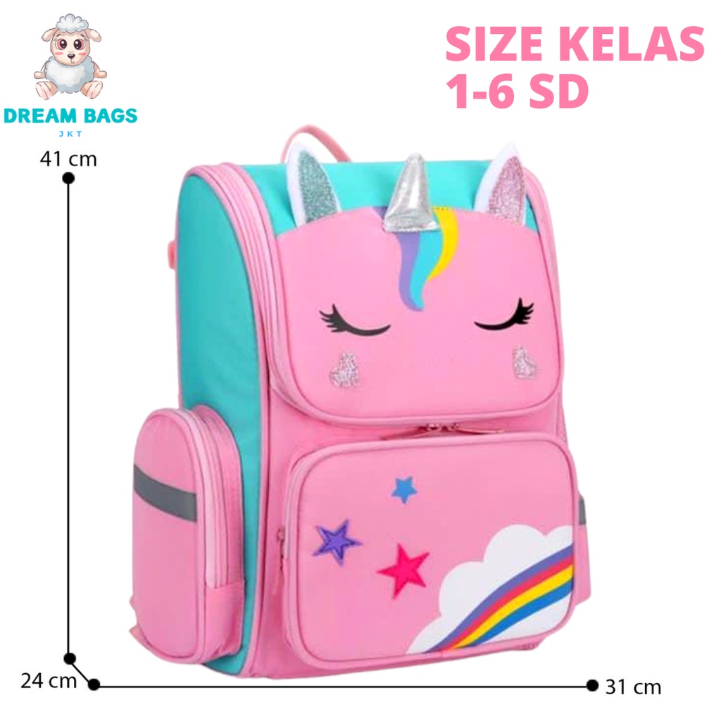 Dream Bags Tas Anak Unicorn DB 160942 Ukuran SD Tas Anak Perempuan - Ransel Anak