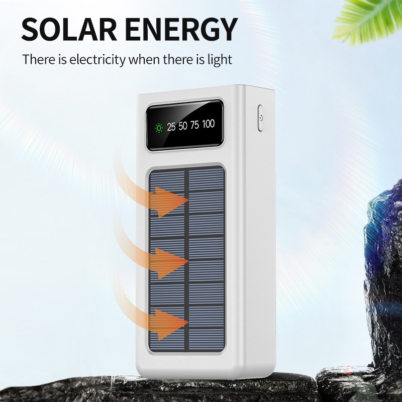 100% ORIGINAL 50000MAH Portable Solar PowerBank LED Lights Fast Charging