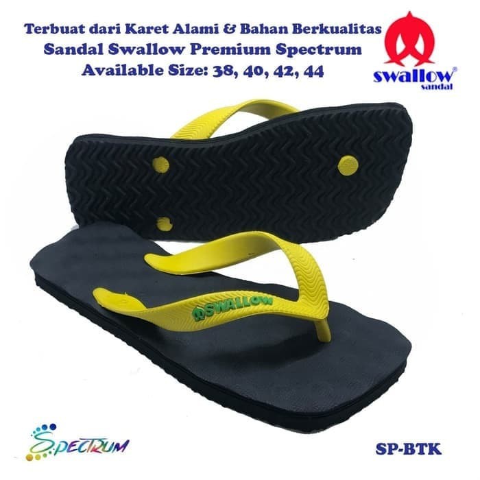 Sendal Jepit Pria Swallow Spectrum - Hitam Tali Kuning