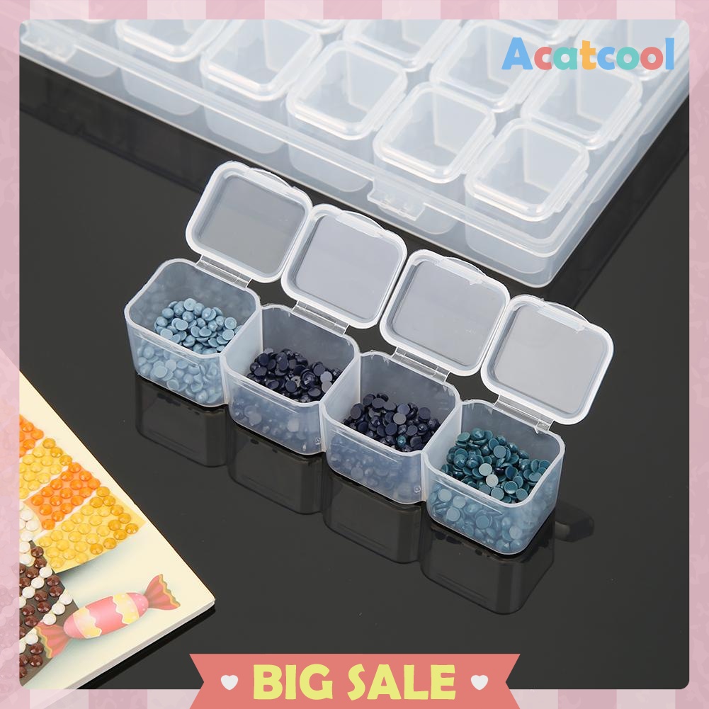 28 Lattices Transparent Container Diamond Painting Accessories Storage Box