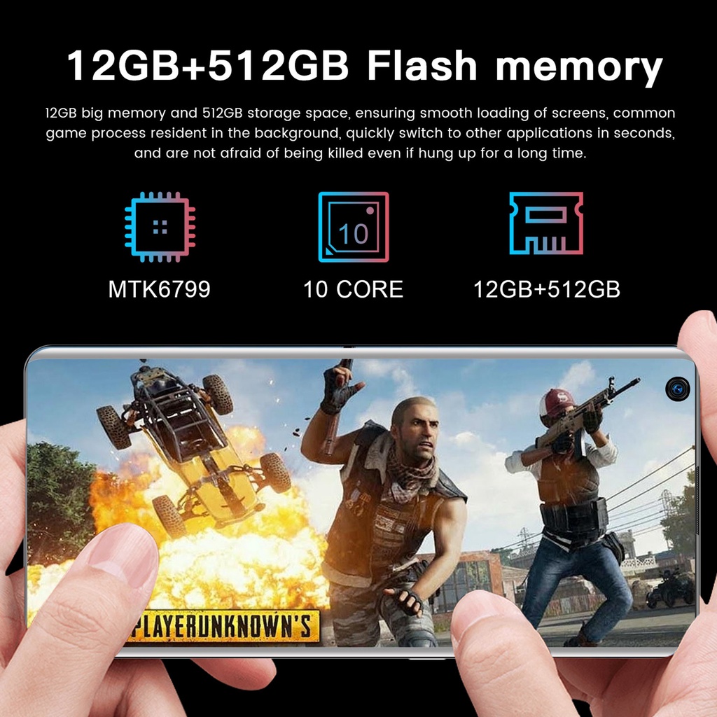 【COD】 Ponsel Mate40 RS Baru Smartphone 12GB + 512GB Versi Global Ponsel layar penuh 7,3 inci Bluetooth Dual SIM Ponsel Android hp murah cuci gudang