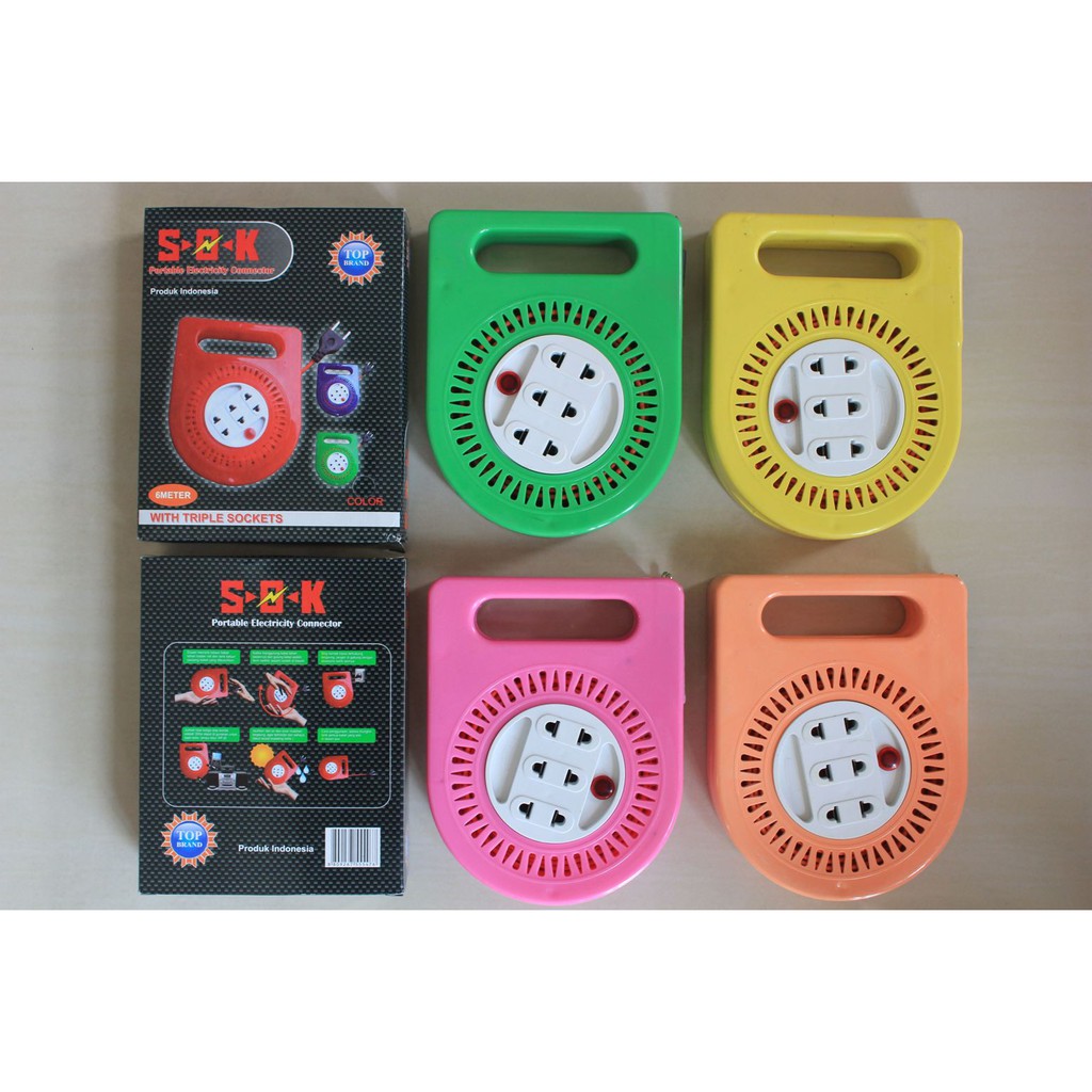 Kabel Box/ Kabel roll/ Kabel Gulung Listrik 6 m Gepeng Steker gepeng kabel serabut tanpa switch Mrh