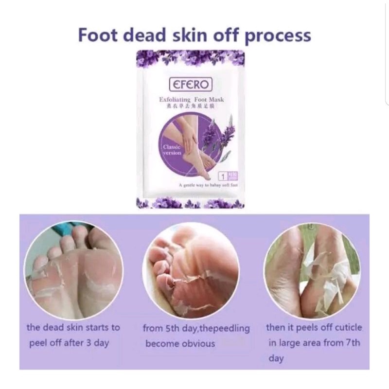 Efero Foot Mask / Masker Kaki Efero / Masker Kaki Merawat Kaki Tumit Kering Pecah-Pecah &amp; Mengelupas Kulit Mati / Masker Kaki Exfoliating Kelupas Kulit Mati / Foot Peeling Foot Exfoliating Foot Mask / Masker Perawatan Kaki / Masker Kaki Melembutkan Kaki