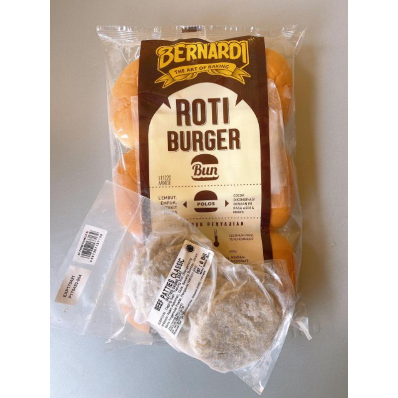 

Paket Bernnardi Roti dan Beef Patties Clasic