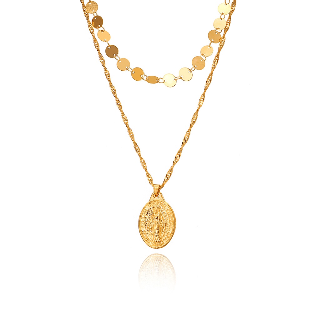 Hu Hu Hu Hu Hu Alat Bantu Pasang Kacamata♡ Kalung Rantai Liontin Bulat Dua Lapis Adjustable Untuk Wanita
