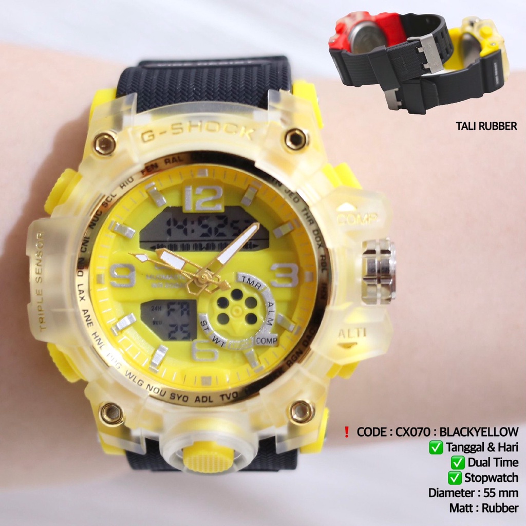 Jam tangan pria cowok casio gshock GG1000 DW5600 grosir murah double time digital analog CX027