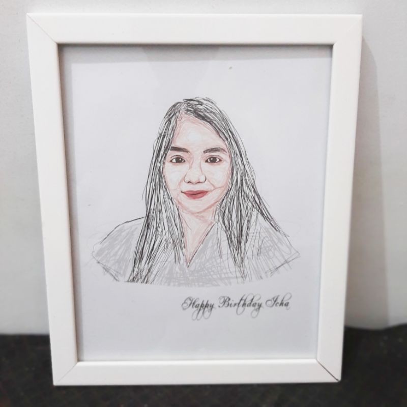 Custom Foto Bingkai untuk hadiah - Line Art