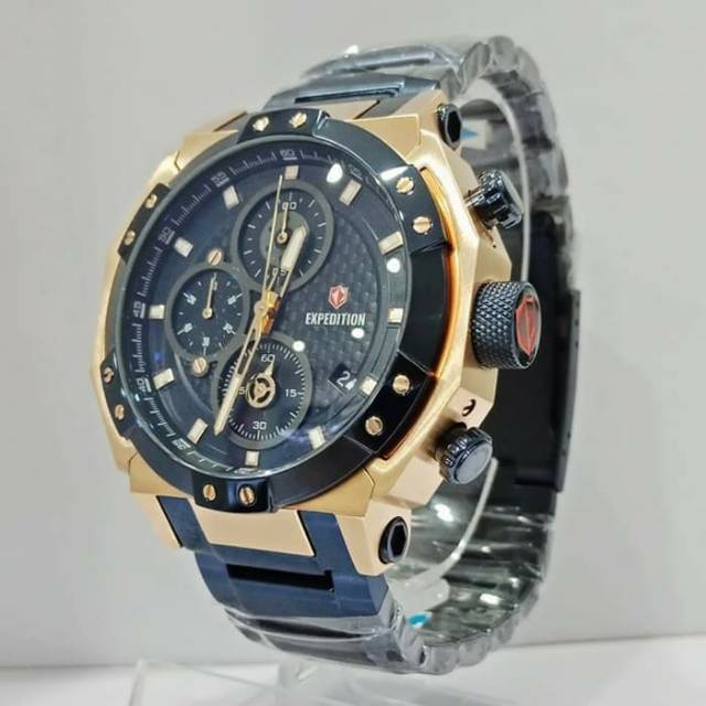 Expedition 6385 Rosegold Blue Jam Tangan Pria Sporty ORIGINAL NEW
