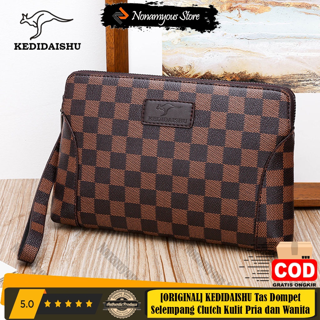 [ORIGINAL] KEDIDAISHU Tas Dompet Selempang 2 in 1 Clutch Kulit Pria dan Wanita Damier Style Import