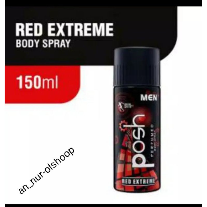 POSH MEN PERFUMED BODY SPRAY RED EXTREME 150ml ( MERAH)