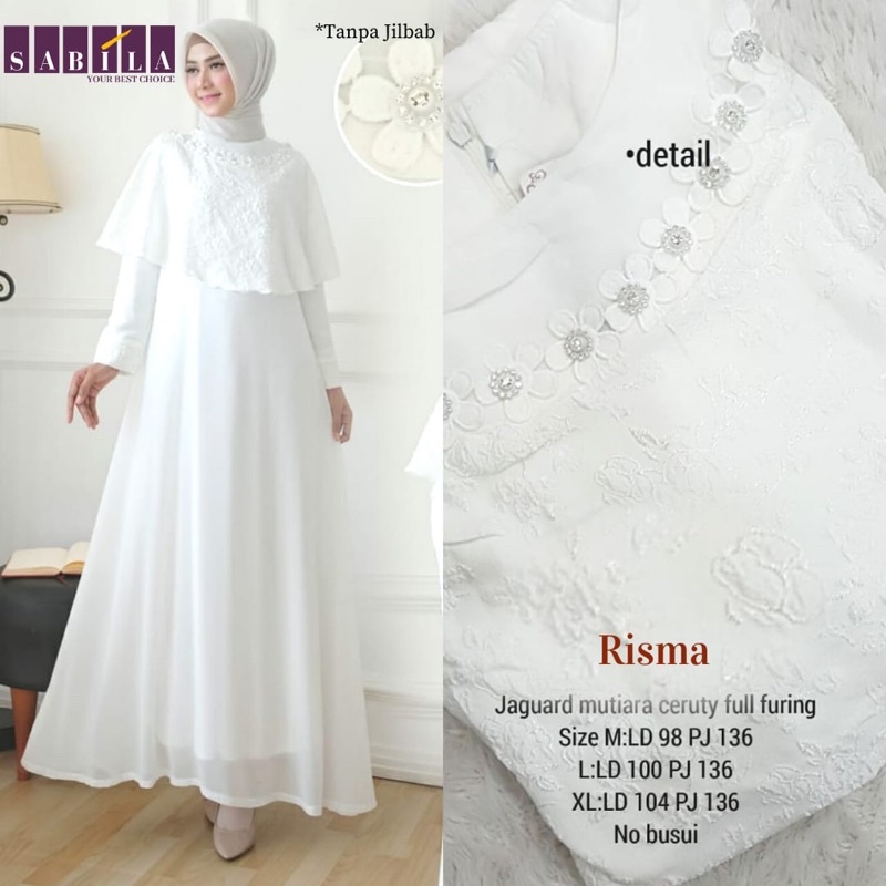 Risma White Dress/Gamis putih/ Abaya Putih/Dress Putih