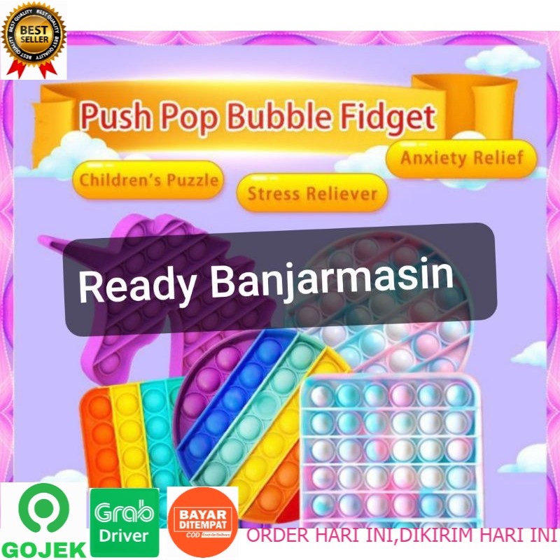 ready Banjarmasin fidget Pop It warna biasa/Pelangi its Mainan anak penghilang stres-3