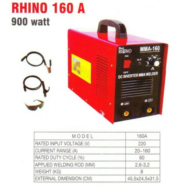 Las listrik trafo Rhino MMA 160 A