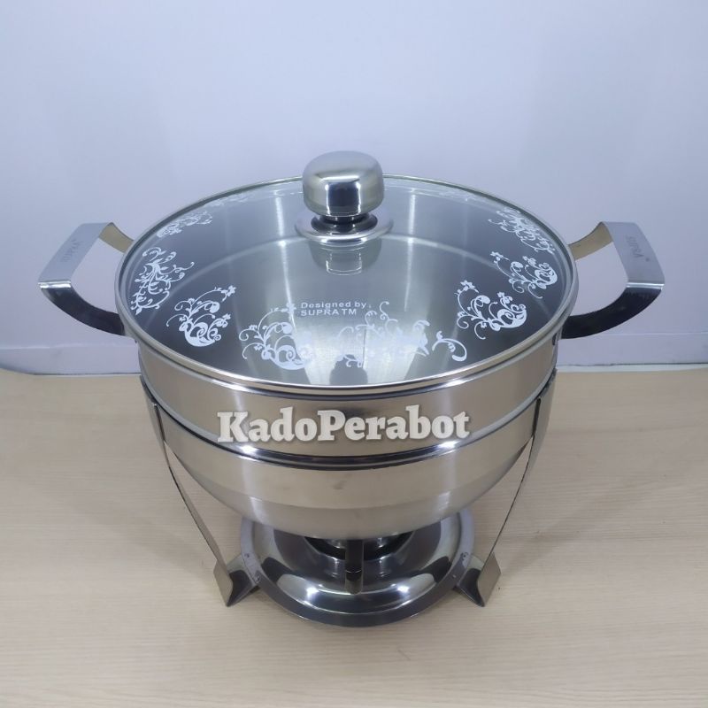 prasmanan bulat stainless - prasmanan pesta tutup kaca - food warmer