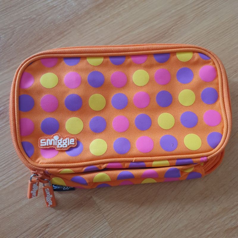 Smiggle Pensil case 2 in 1tempat pensil Smiggle motif polkadot