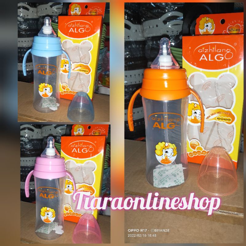 Botol susu Algo 300ml+selang sedot / Dot baby algo foodgrade