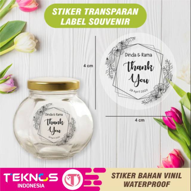 LABEL STIKER STICKER NAMA TRANSPARAN SOUVENIR