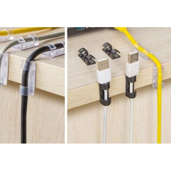 

☃ 20 Pcs Penjepit / Klip / Klem Kabel Organizer Tempel - Transparan ❈