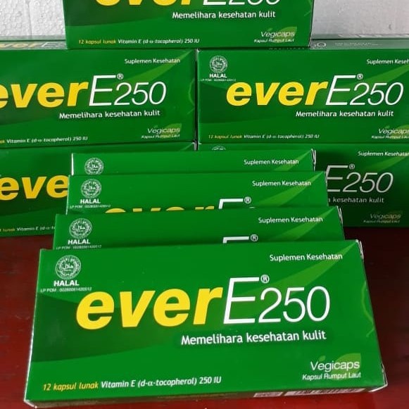 EVER E250 STRIP Isi 12 Kapsul Lunak - Vitamin E 250 IU Isi 6 Kapsul Suplemen Kulit Cantik EverE Ever E