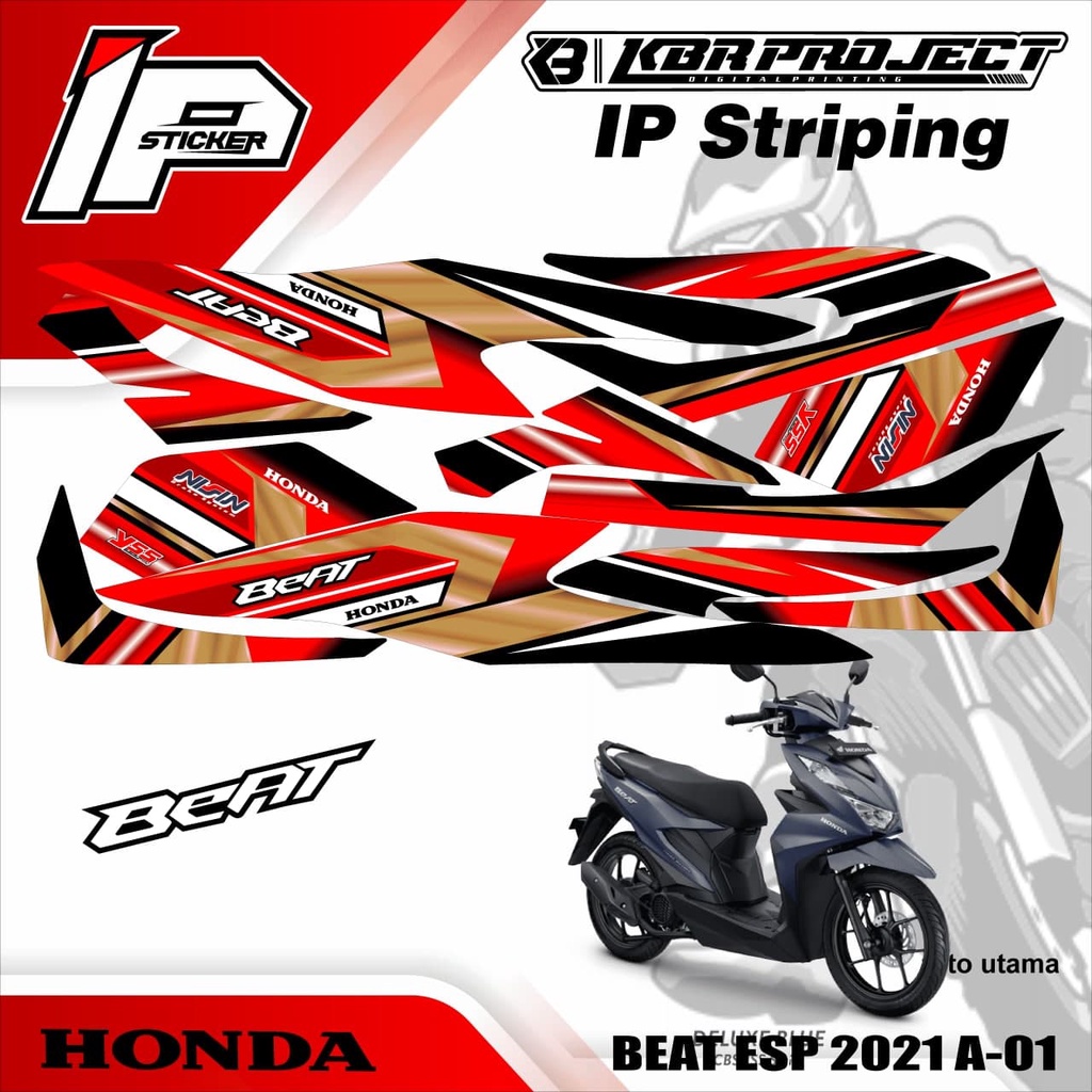 BEAT ESP 2021 striping BEAT ESP 2021 motor HONDA motor sticker variasi Racing A-01 (cod) stiker motor