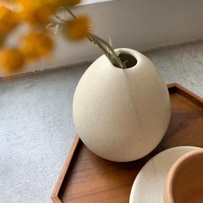 

Carra Egg Ceramic Vase - D 11 X 12 Cm - Grey