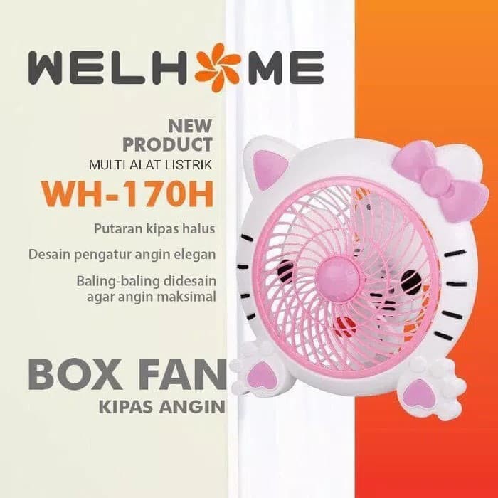 Kipas Angin Karakter HELLO KITY Box Fan Welhome WH-170 10 INCH