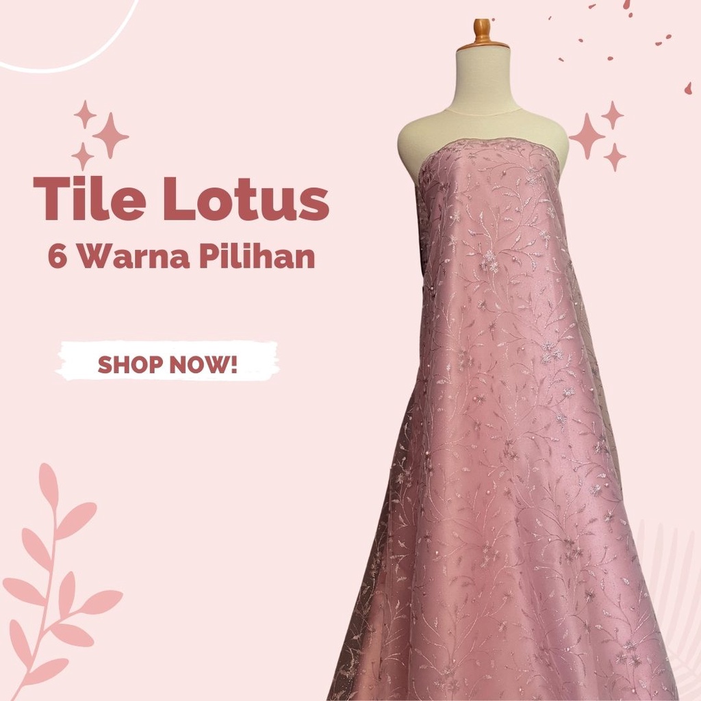 Kain Brokat Tile Akar Mutiara Lotus New Series Warna Rose Gold