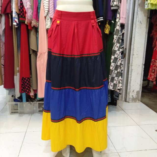 Rok pelangi rok katun rok 4 warna