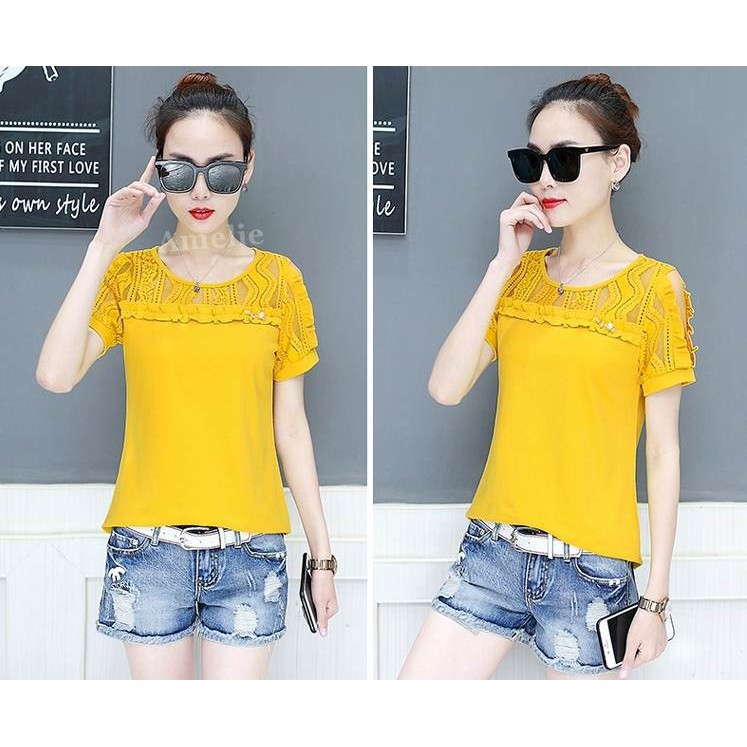 [baju wanita korea] Baju Atasan Blouse Wanita Korea Import  Merah Red Pink Yellow