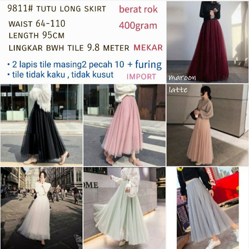 Rok tutu import panjang rok tutu 2 lapis tutu putih tutu hitam tutu abu tutu pink