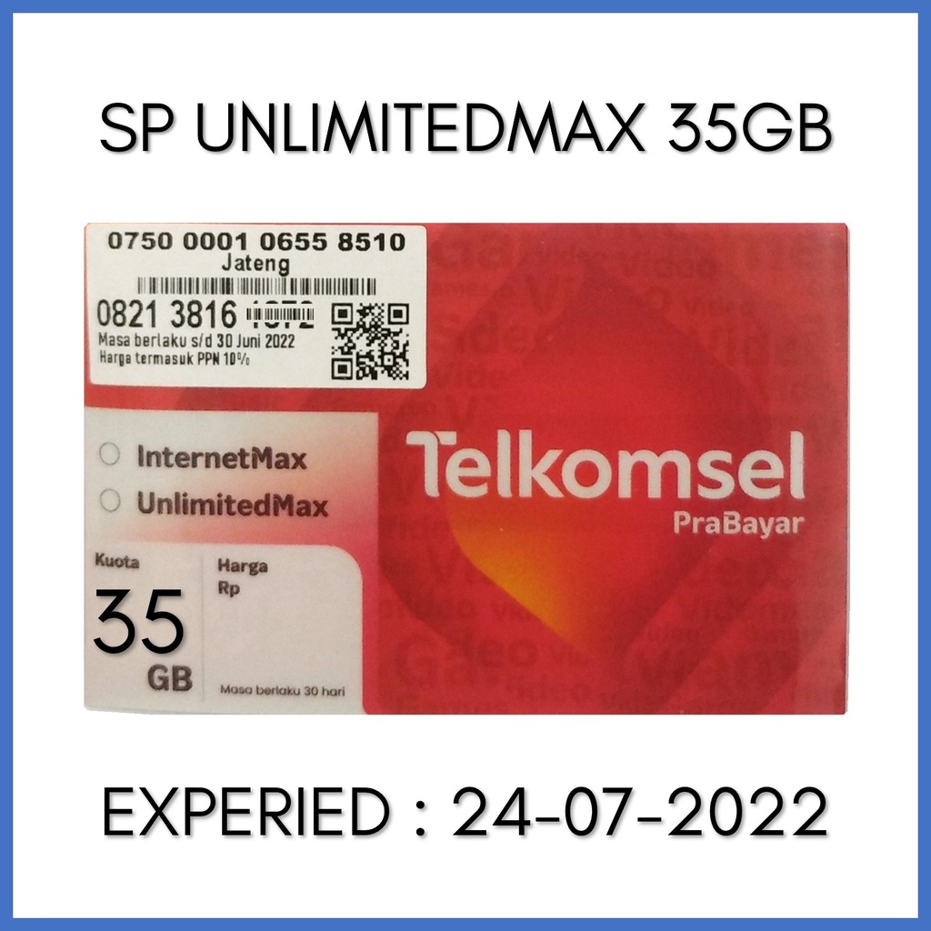 Kartu Perdana Telkomsel 35GB Unlimited Max