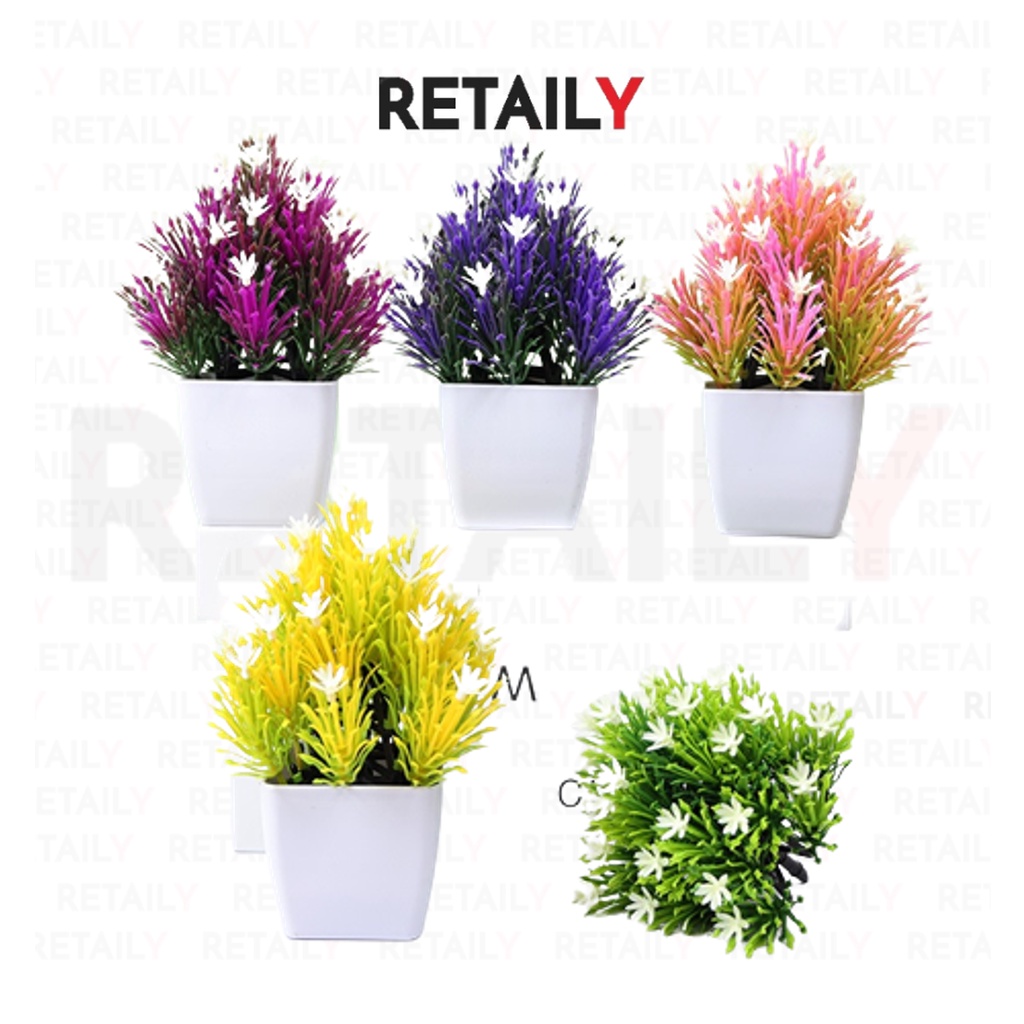 Retaily  PT60 Pot Tanaman Hias Bunga Melati Plastik Ornamen Pot Bongsai Artificial Flower Decoration