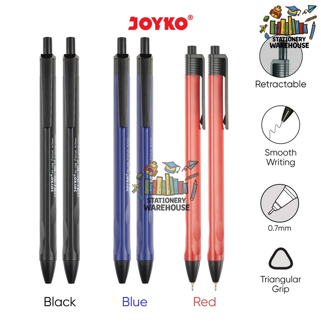 

Ball Pen Pulpen Pena Joyko BP-338 Focus 0.7 mm Ballpen Triangular Grip