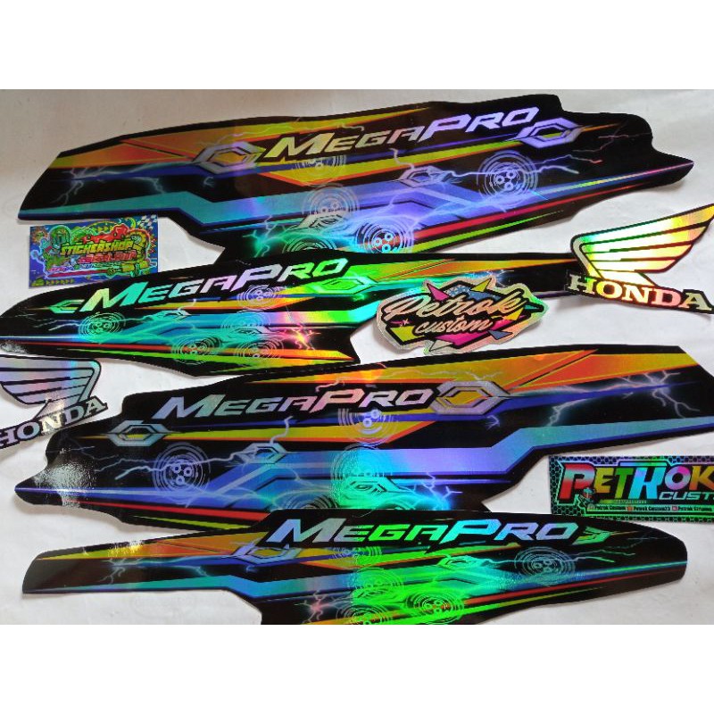 Striping Variasi Megapro Primus Hologram Pelangi
