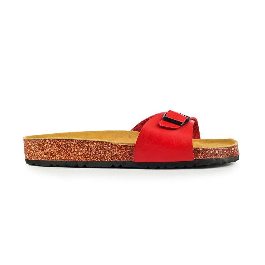 HESTIA RED | FORIND x Zensa | Sendal Jepit Tali Kulit Simpel Kayu Wanita/Women - Sandal Footwear