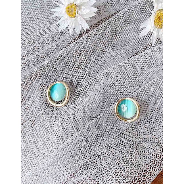 LRC Anting Tusuk Fashion Round Alloy Hollow Earrings K34431