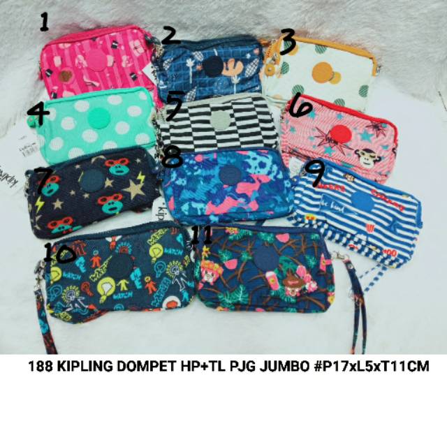 DOMPET HP / T4 HP KIPLING JUMBO MOTIF 3RUANG+TALI PANJANG