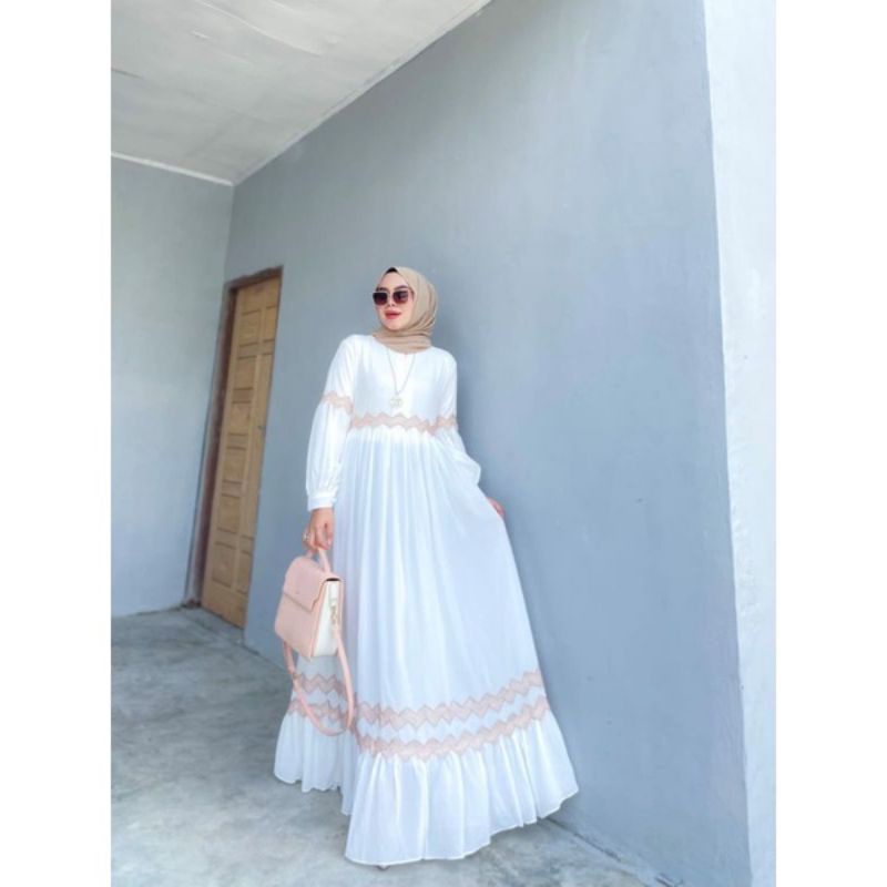 [Fashion Muslim] Gamis KIMIKO LACE | SONIA dress ceruty babydoll mix renda terlaris