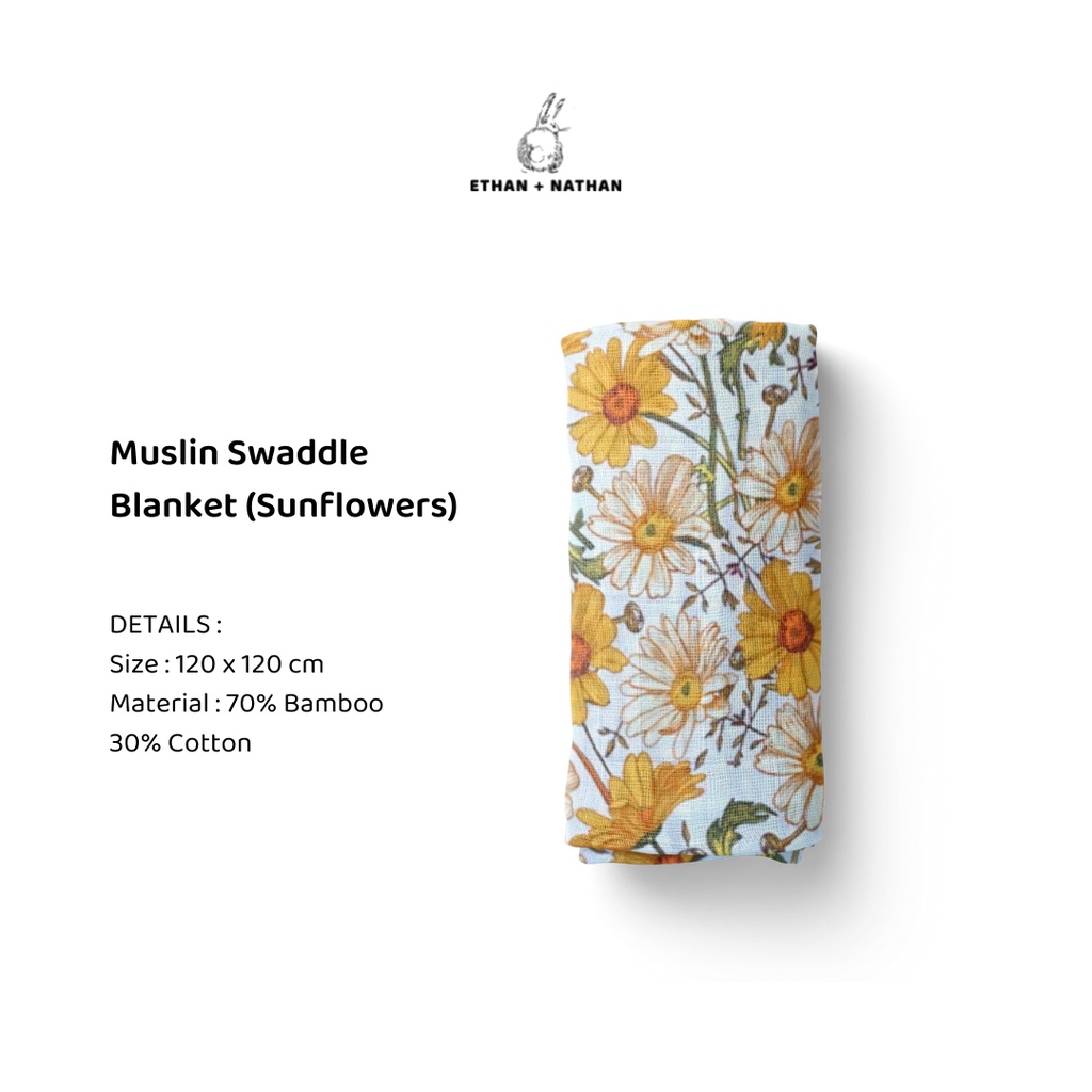 Ethan + Nathan Swaddle Blanket / Bedong Bayi Pattern - Sunflower