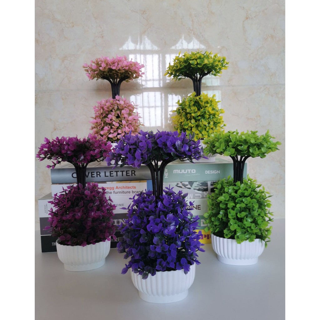 Tanaman Ruangan Pot Dordic pohon Bonsai Bunga Plastik