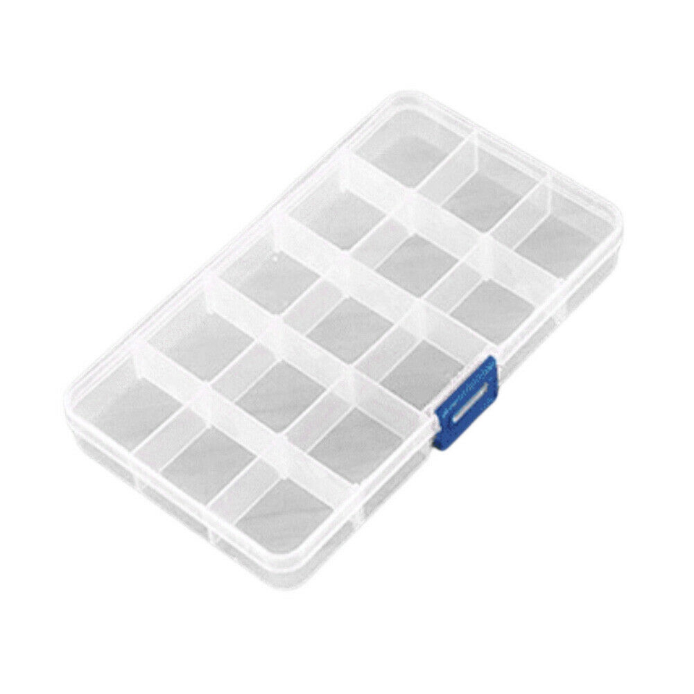 15 Slots Adjustable Plastic Fishing Lure Hook Tackle Box ,Storage Case Organizer For Cosmetics