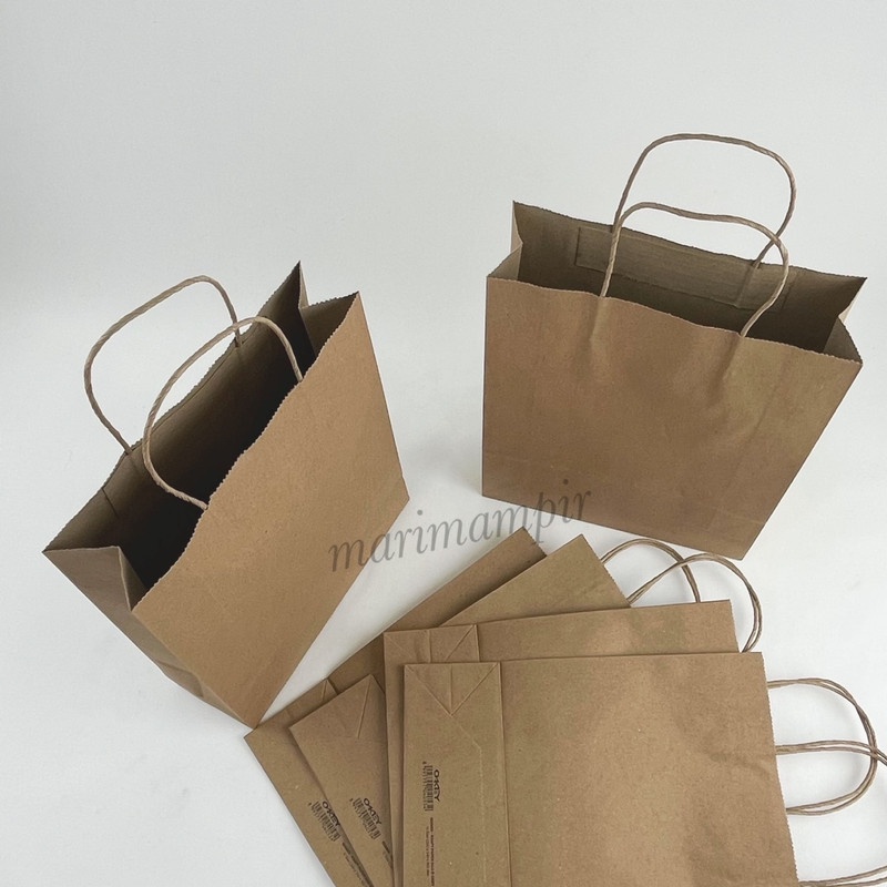 

PAPER BAG TAS KERTAS OKEY KRAFT COKLAT B POLOS UK. 29X24X8 CM