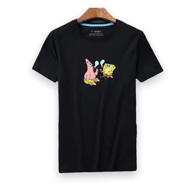 Lilipop Kaos Tshirt  Pria Spongebob Patrick Baju Distro Basic Lengan Pendek Cowok Kasual