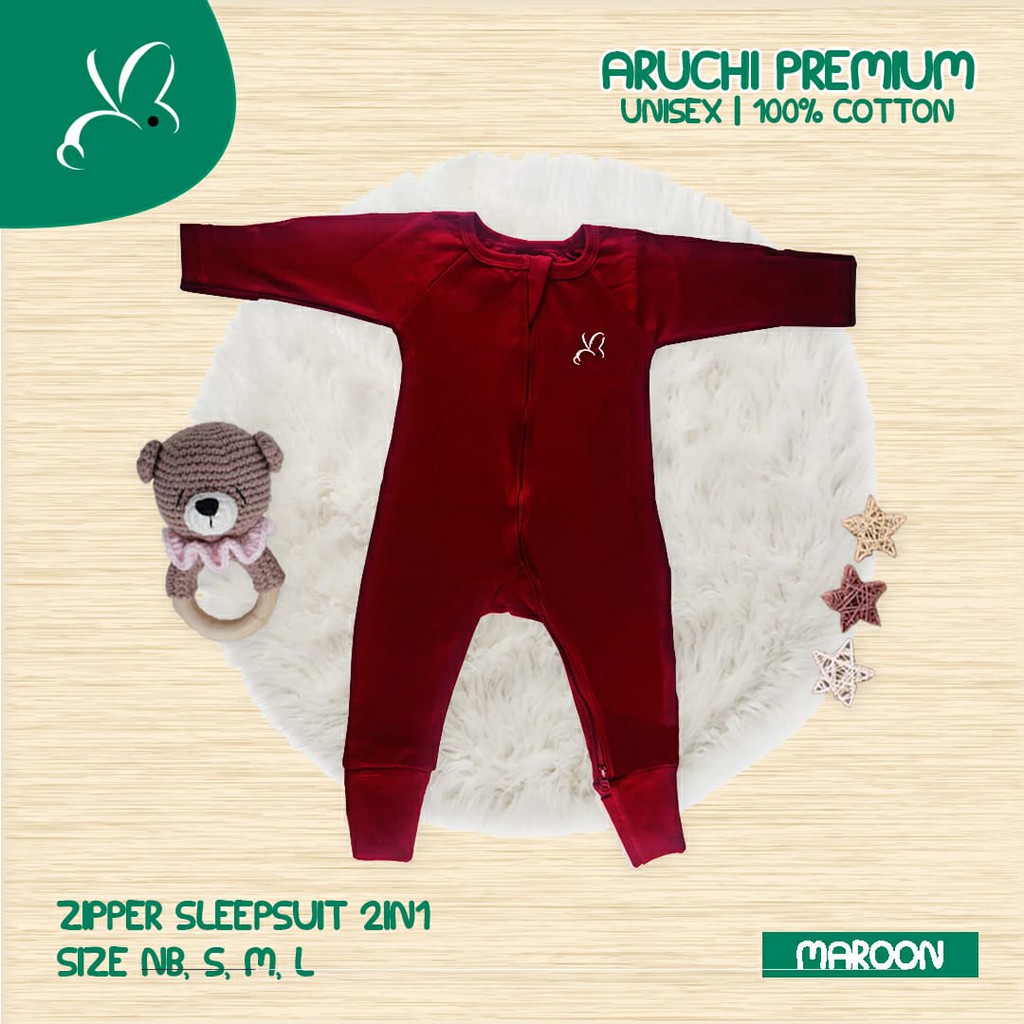 Sleepsuit Zipper Aruchi NB S M Palmerhaus cherrybabykidssbop