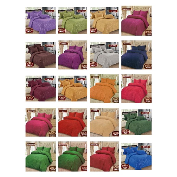 Sprei bonita polos emboss 120x200/single/no 3 motif gold,nice green/hijau,cream,beauty red,beauty gr